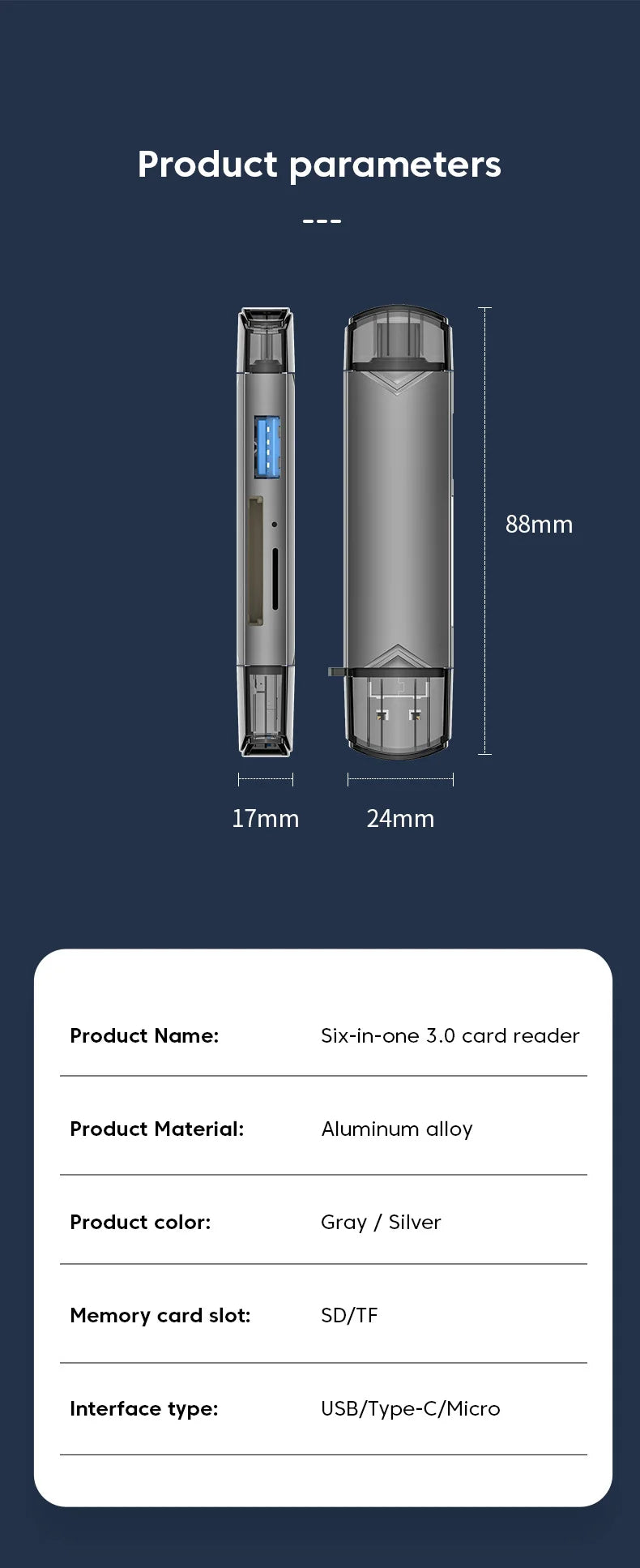 6-in-1 USB Card Reader