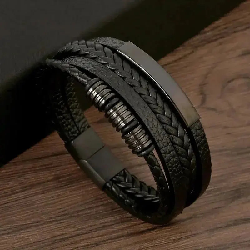 Unisex Leather Magnetic Bracelet