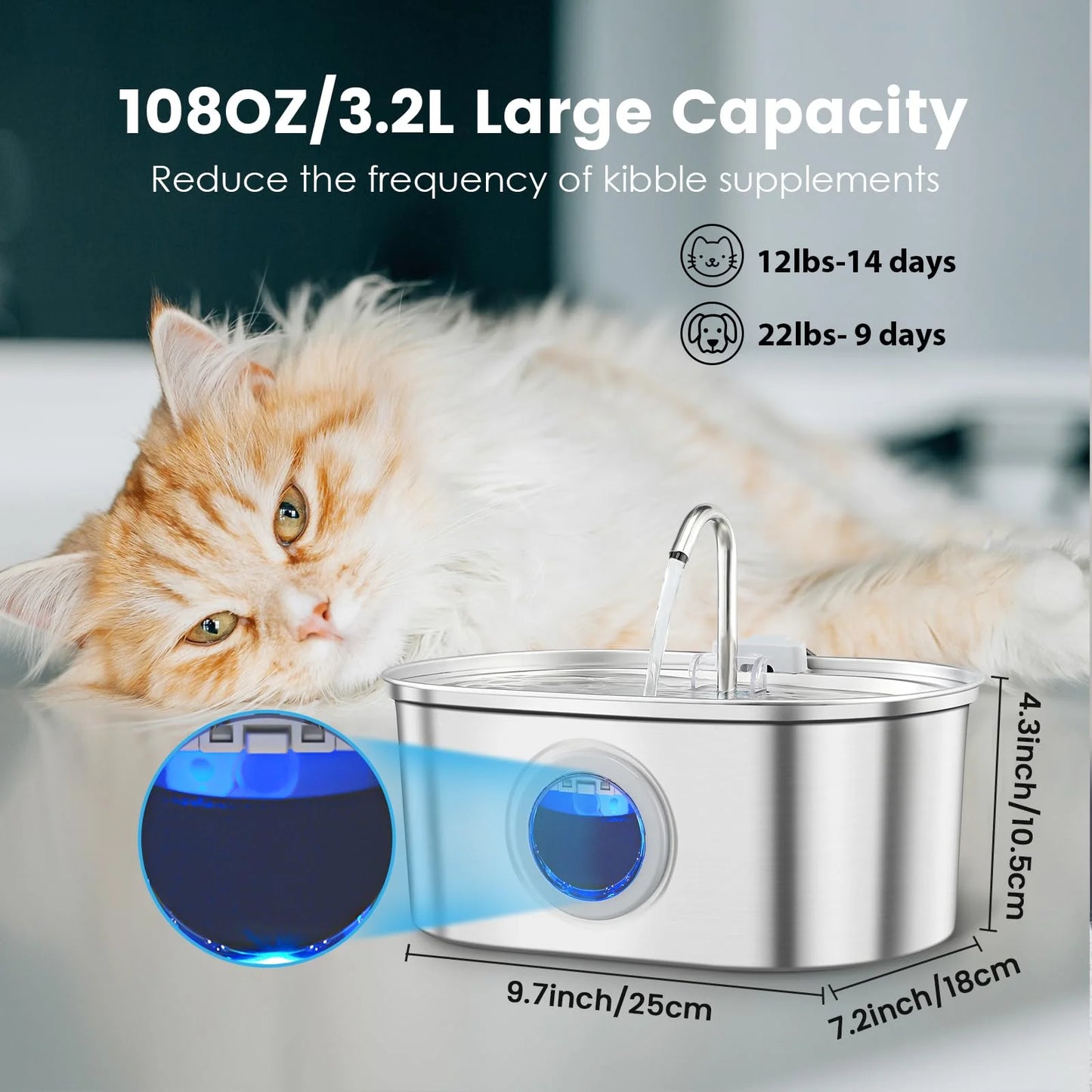 3.2L Stainless Steel Pet Dispenser