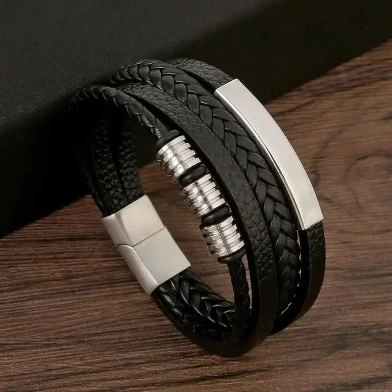 Unisex Leather Magnetic Bracelet