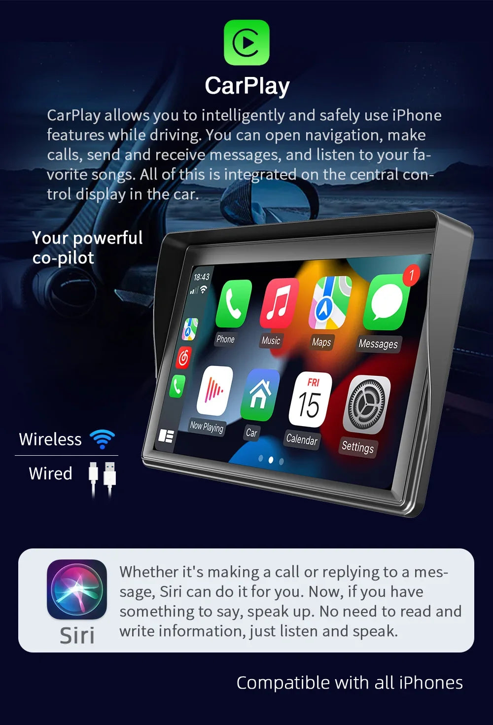 Universal 7-Inch Wireless Car Player