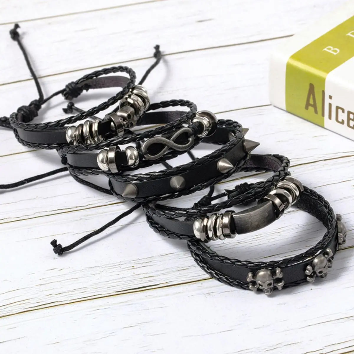 5PCS Punk Skull Bracelet Set