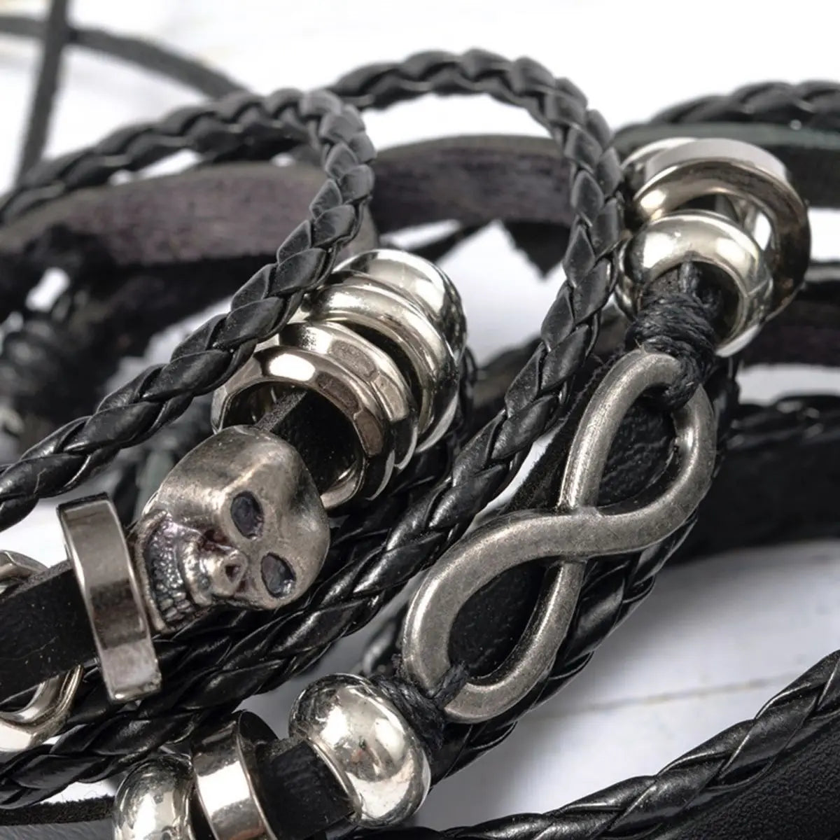 5PCS Punk Skull Bracelet Set