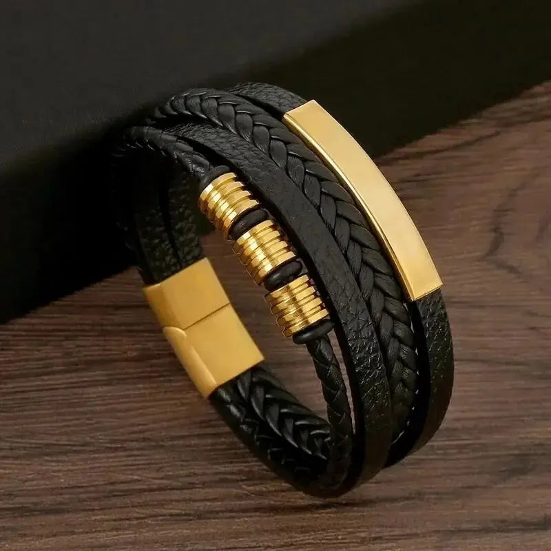 Unisex Leather Magnetic Bracelet