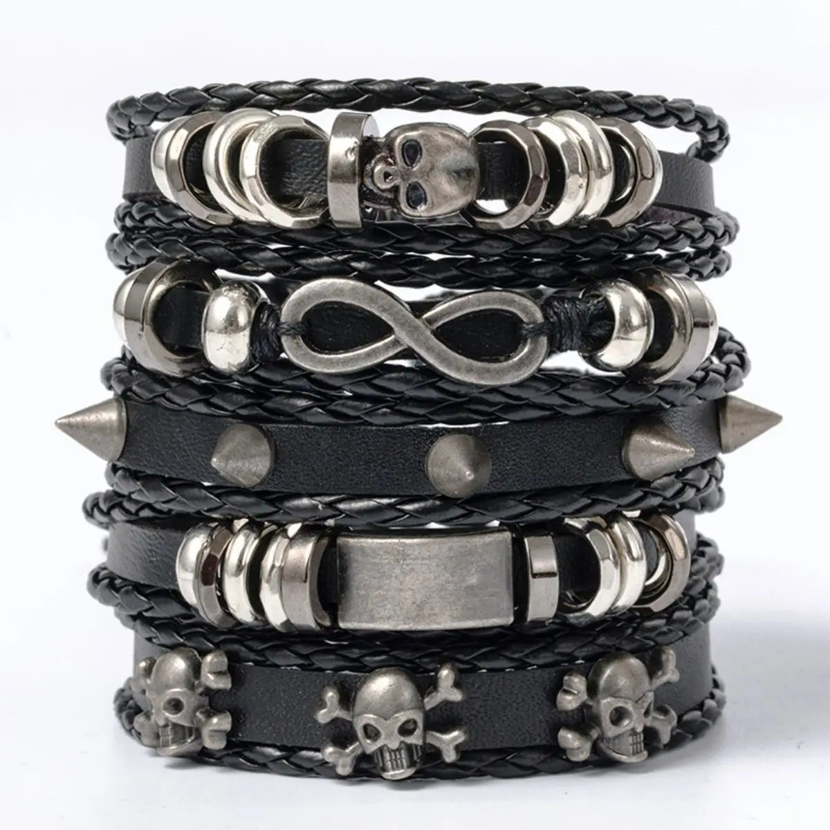 5PCS Punk Skull Bracelet Set