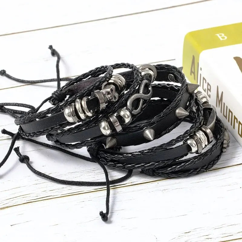 5PCS Punk Skull Bracelet Set