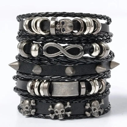 5PCS Punk Skull Bracelet Set