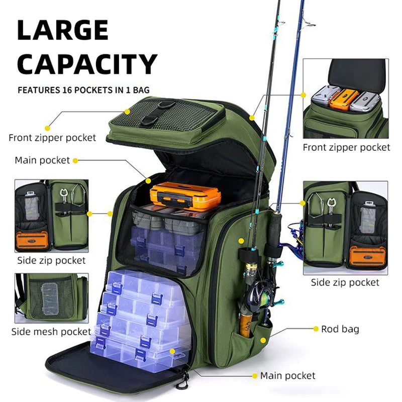 50L Fishing Tackle Backpack