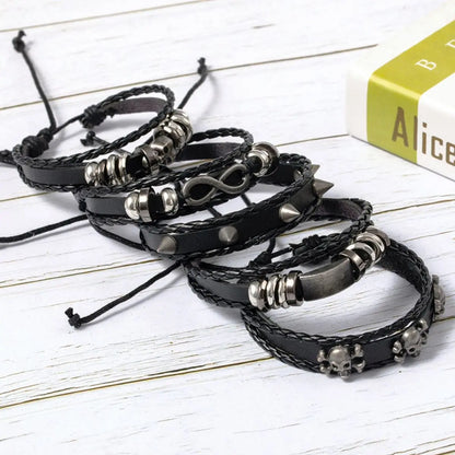 5PCS Punk Skull Bracelet Set