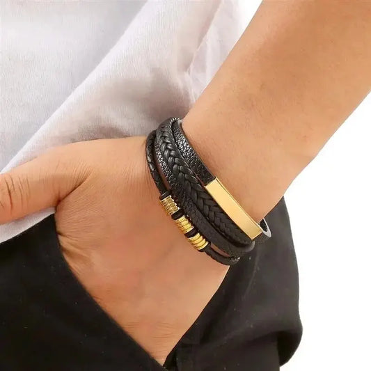 Unisex Leather Magnetic Bracelet