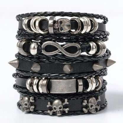 5PCS Punk Skull Bracelet Set