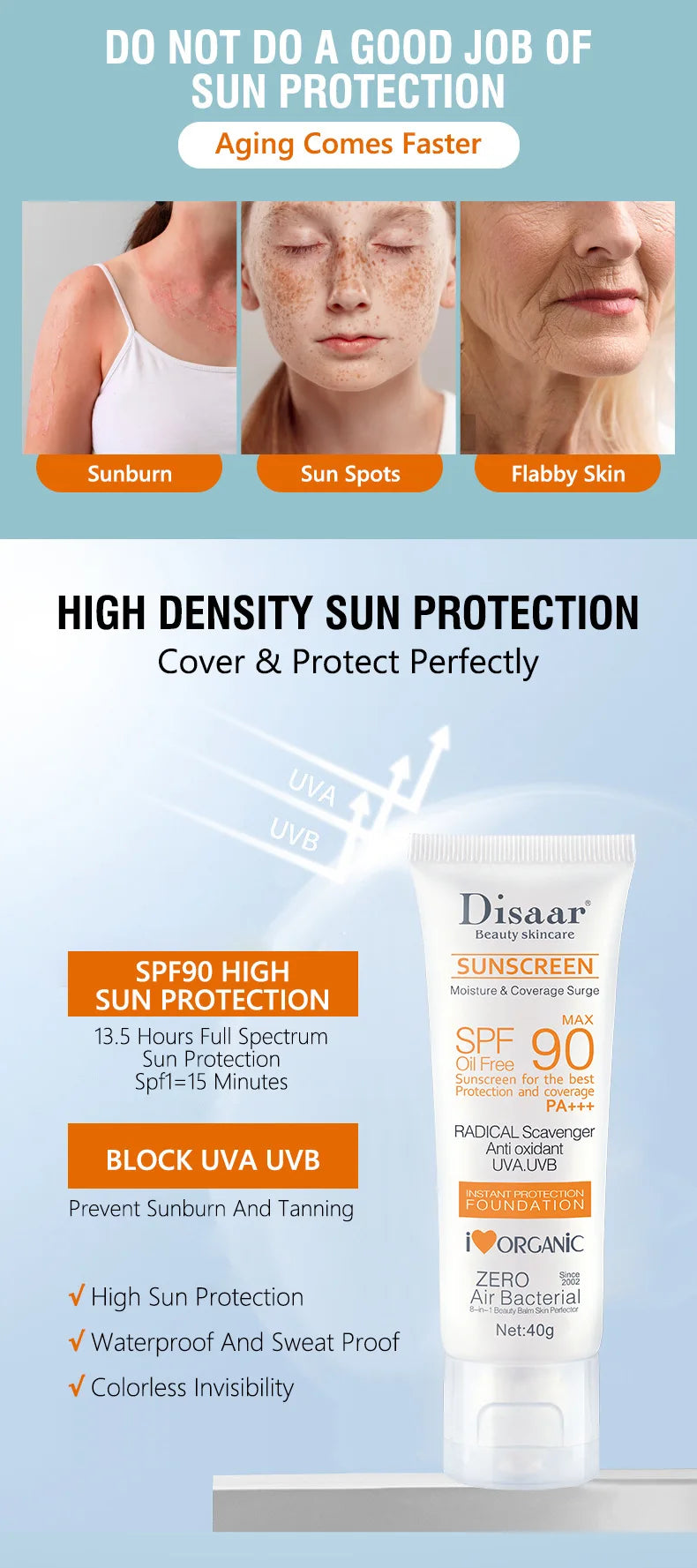 SPF 90+ Waterproof Sun Cream